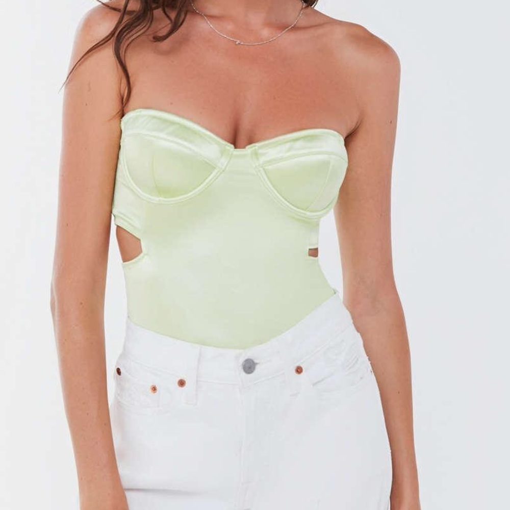 UO Cut It Out Satin Bustier Bodysuit